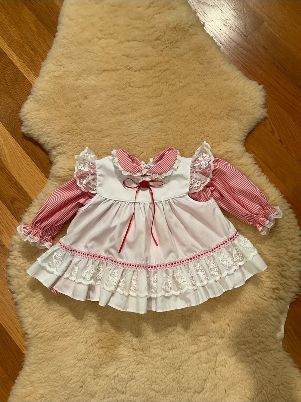 Vintage Bryan red and white apron dress